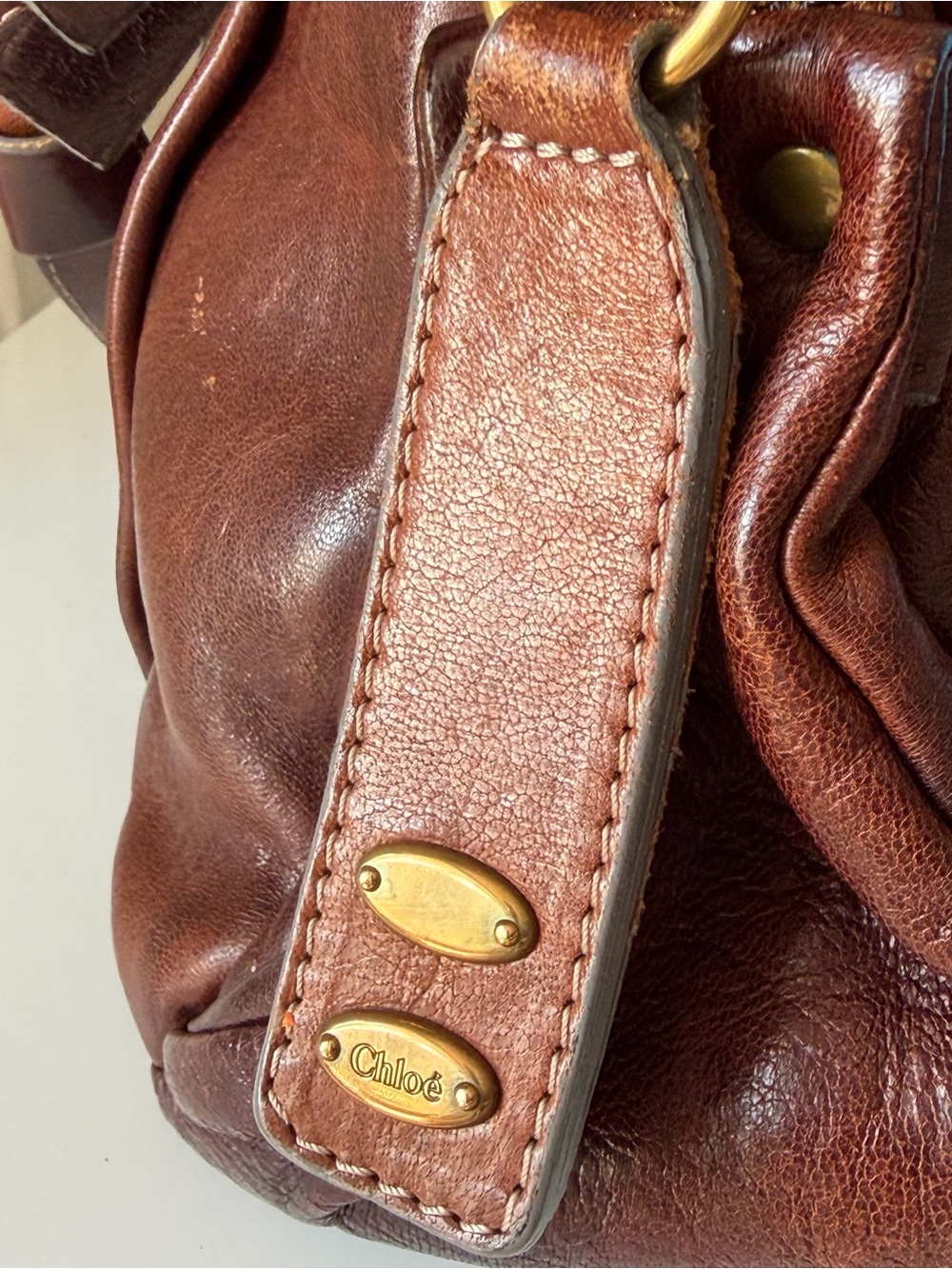 Chloé Héloïse Brown Distressed Leather Braided Shoulder Bag - Picture 9 of 15
